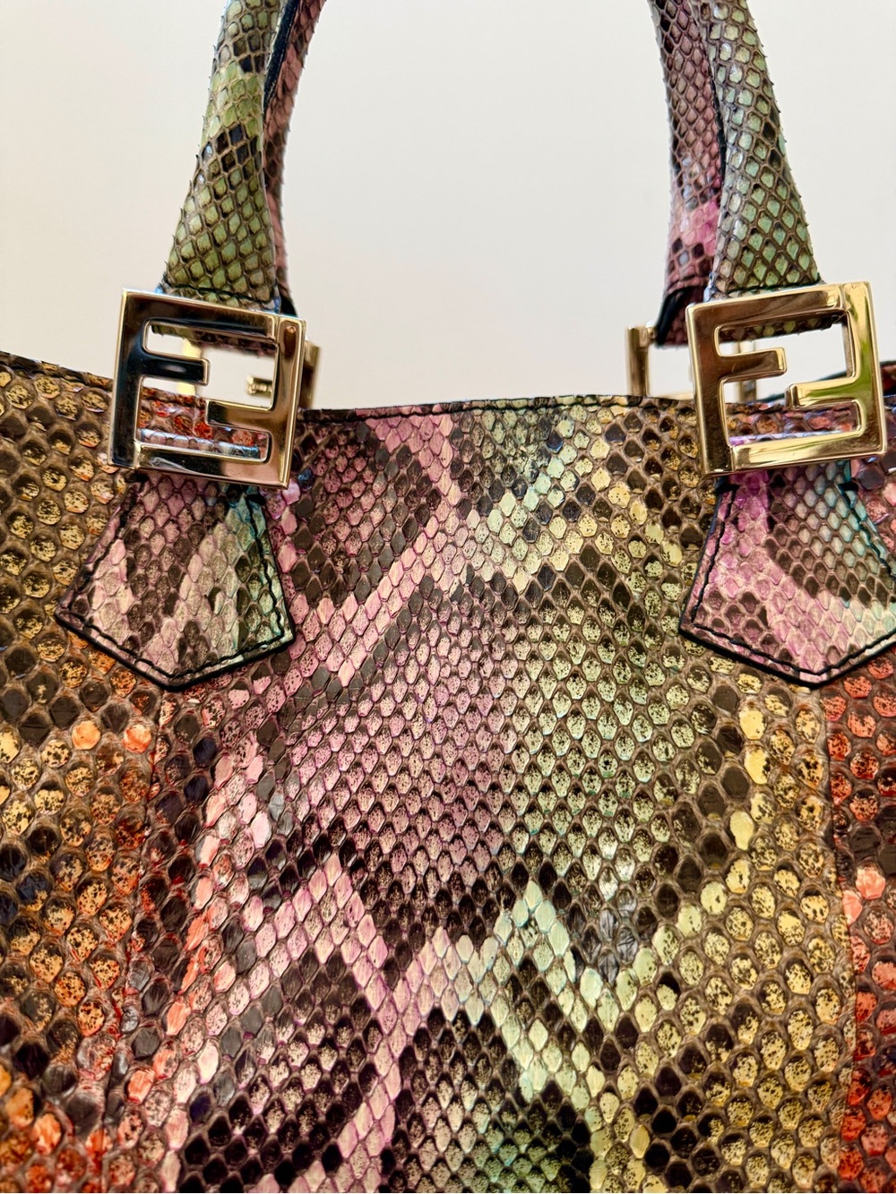 ULTRA RARE - FENDI Twin Python Tote Multicolor Bag - Archival Discontinued! - Picture 11 of 17